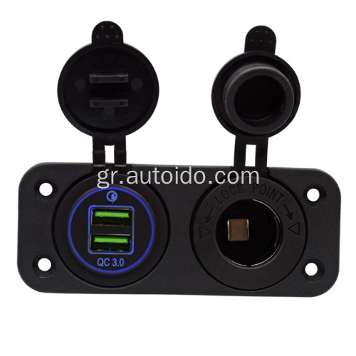 Αδιάβροχο Power Socket Car USB Φορτιστής Πίνακα Γρήγορα